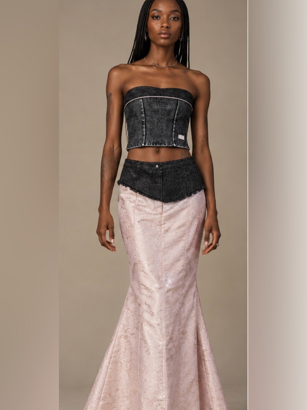 NWT | Dawang | Two-Toned Denim Pink Maxi Skirt | Size Medium